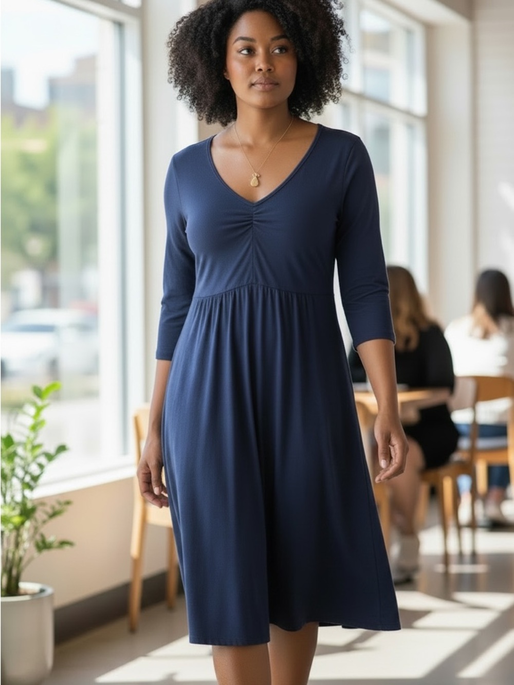 Toad&Co Navy V-Neck Empire Tunic Dress